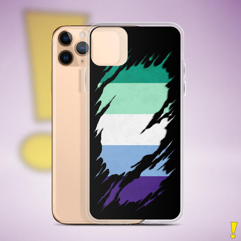 Gay Male Pride Flag Ripped Reveal Clear Case for iPhone®